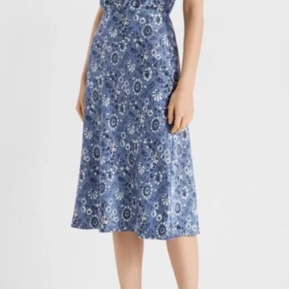 Club Monaco Blue Floral A-Line Skirt